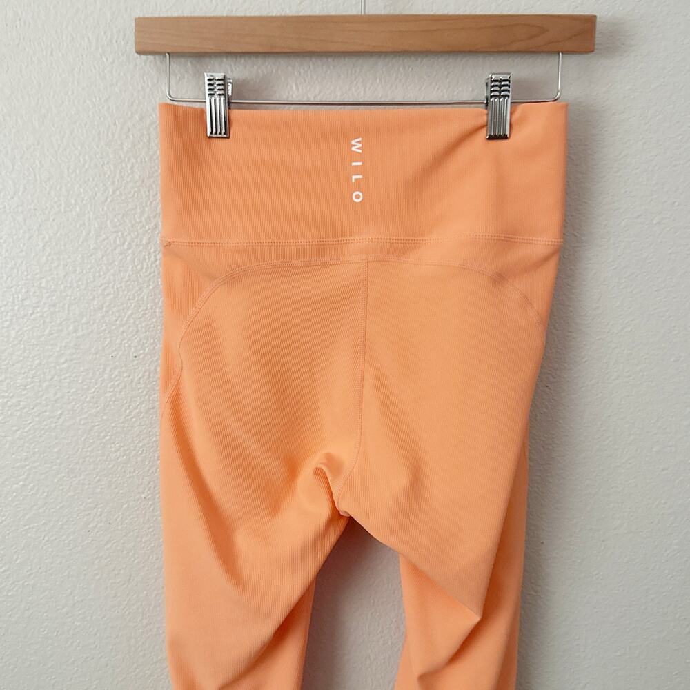 WILO‎ THE LABEL | Ribbed Ruched Ankle Leggings Orange Peach High Rise | Large